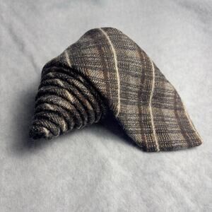 Tootal Wool Necktie Men Classic 58"L Brown Tartan Plaid Modern 3"W Great Britain